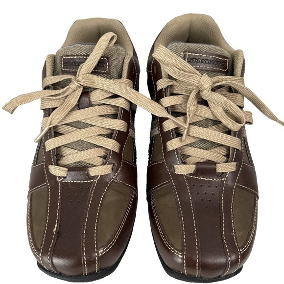 Skechers Men's Shoes 8.5 Citywalk Malton Casual Brown Leather Tan Lace Up 64455 - Picture 1 of 11